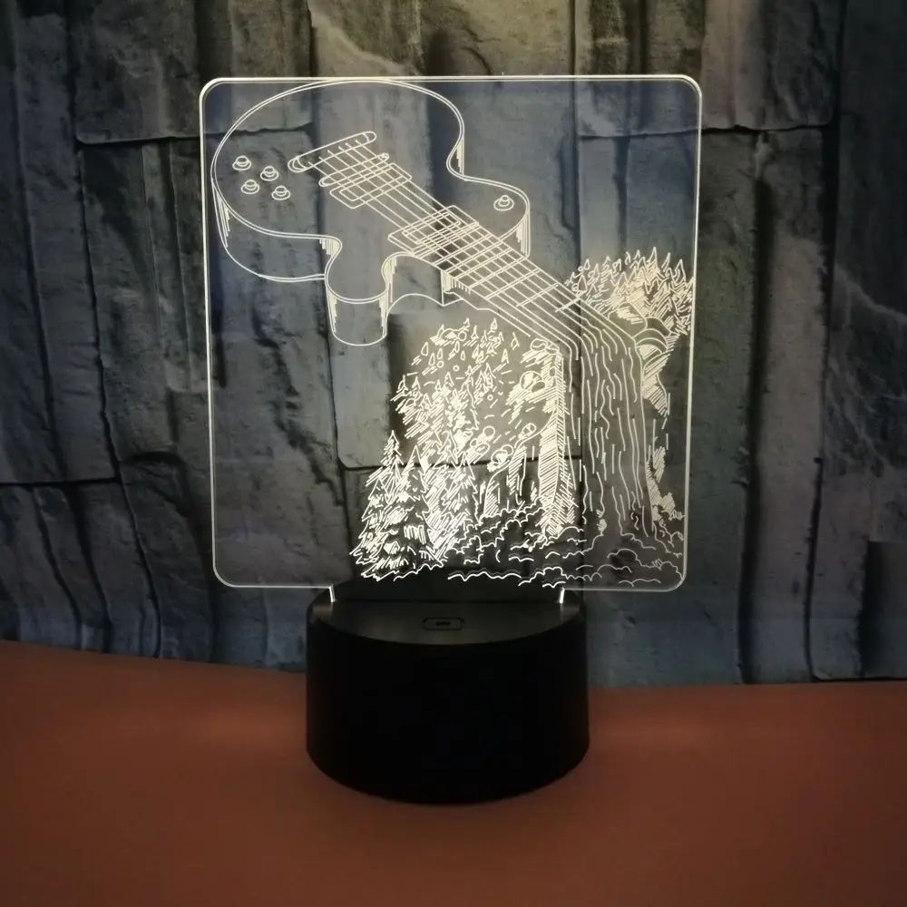 Гитара 3d настольная лампа многоцветная сенсорная светодиодная визуальная для