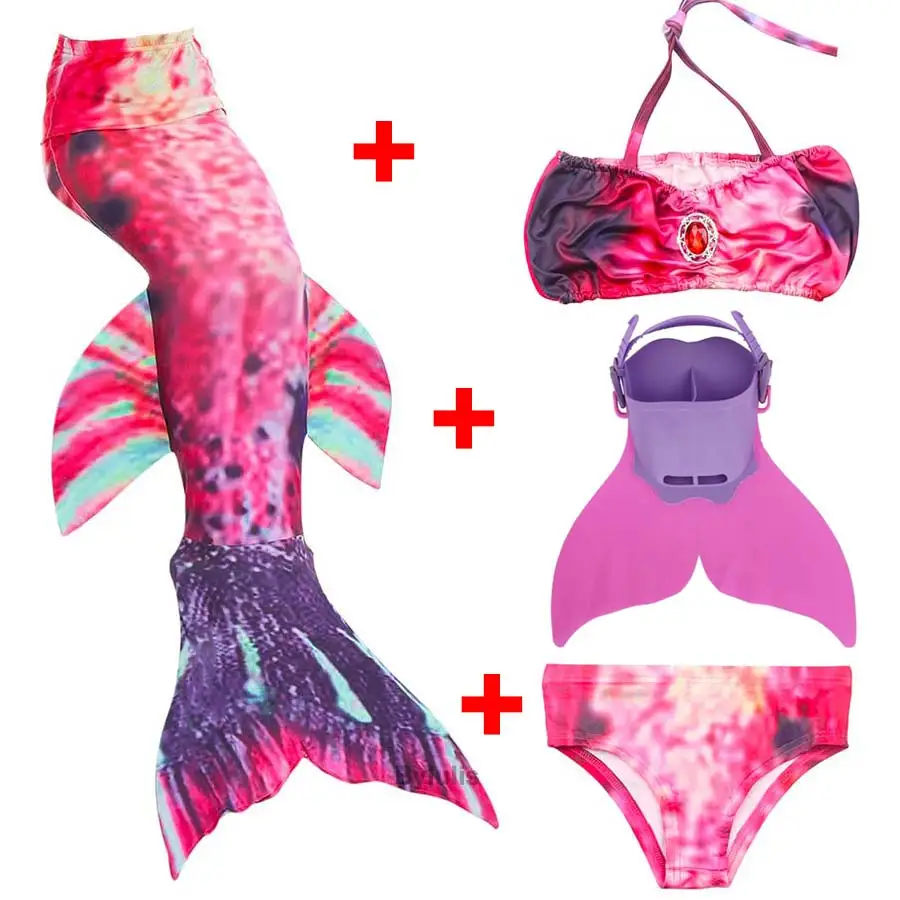 Детский костюм Русалочки хвост с моноластами для девочек плавательный