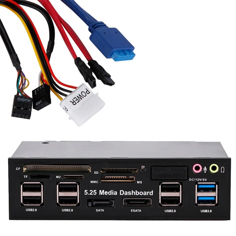 Мульти Функция 5 25 &quote SATA dual USB 3 0 шесть 2 пять в одном кард ридер спереди