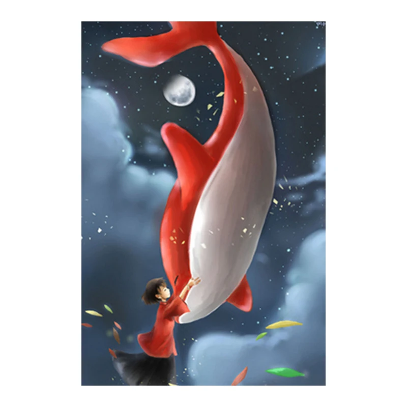 

5D алмазная живопись «сделай сам», красная рыба, Кит, мультяшная Алмазная вышивка, полная вышивка крестиком, мозаика, домашний декор, подарок ...