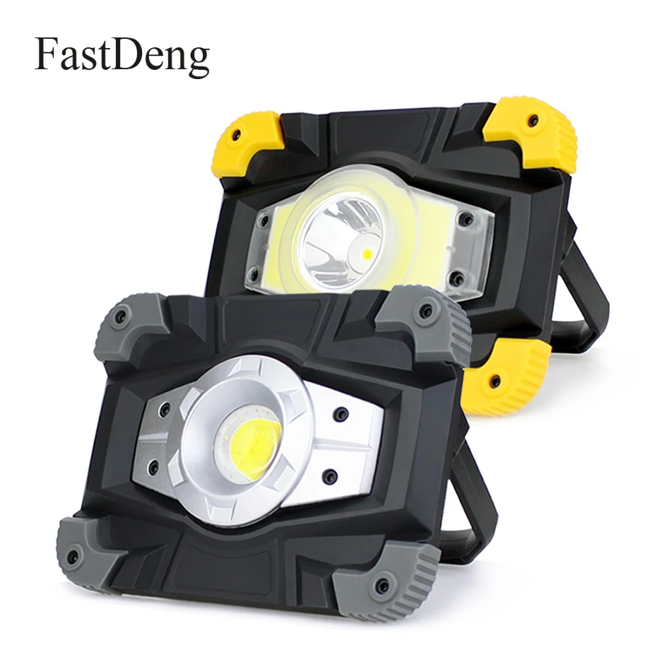 20W COB Work Light USB Charging Waterproof Floodlight 18650 Rechargeable Battery Powered Portable Led Searchlight Camping