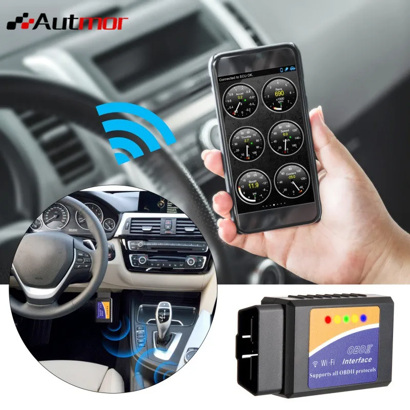 Автомобильный WIFI OBD 2 беспроводной считыватель кодов автомобиля сканирующий