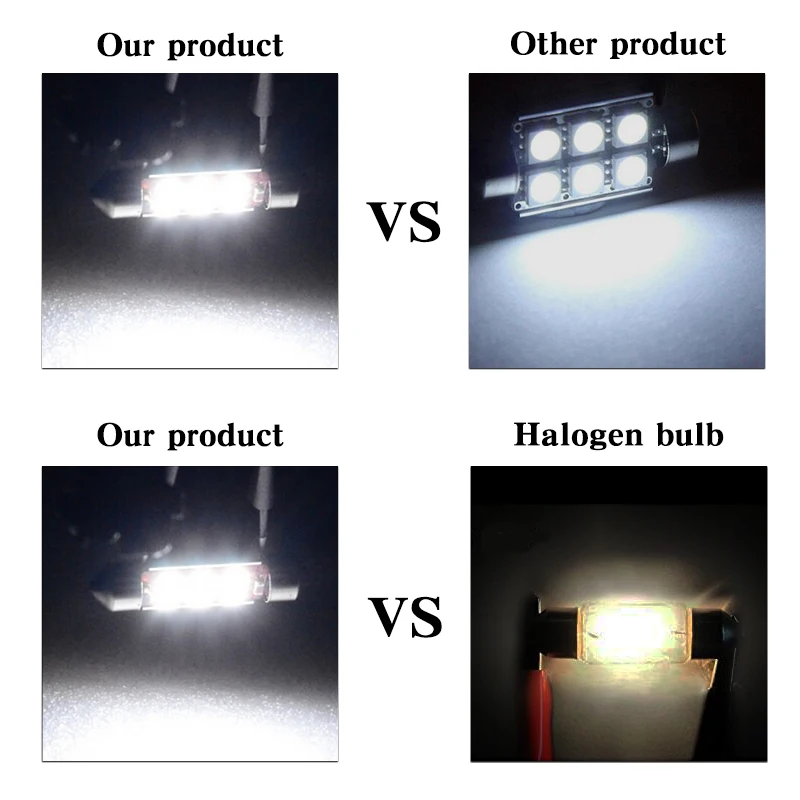 2x автомобильная светодиодная лампа 36 мм C5W 5050SMD 12 В светильник номерного знака для
