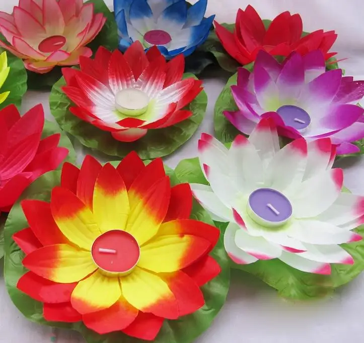 

Waterproof silk lotus candle lamp pray Wishing floating water wishing lanterns for birthday wedding party wedding hot
