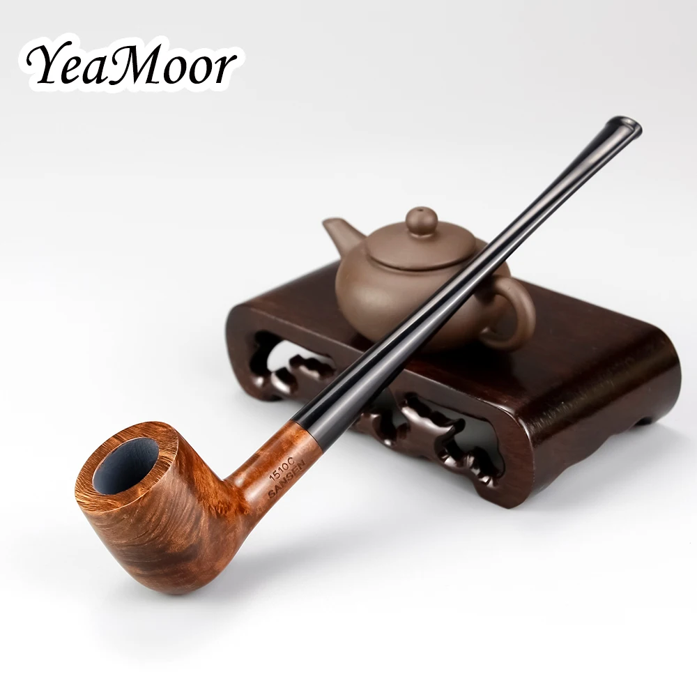 

New Handmade Briar Wood Pipe 3mm Filter Smoke Tobacco Pipe Briar Pipe 17cm Long Straight Smoking Pipe