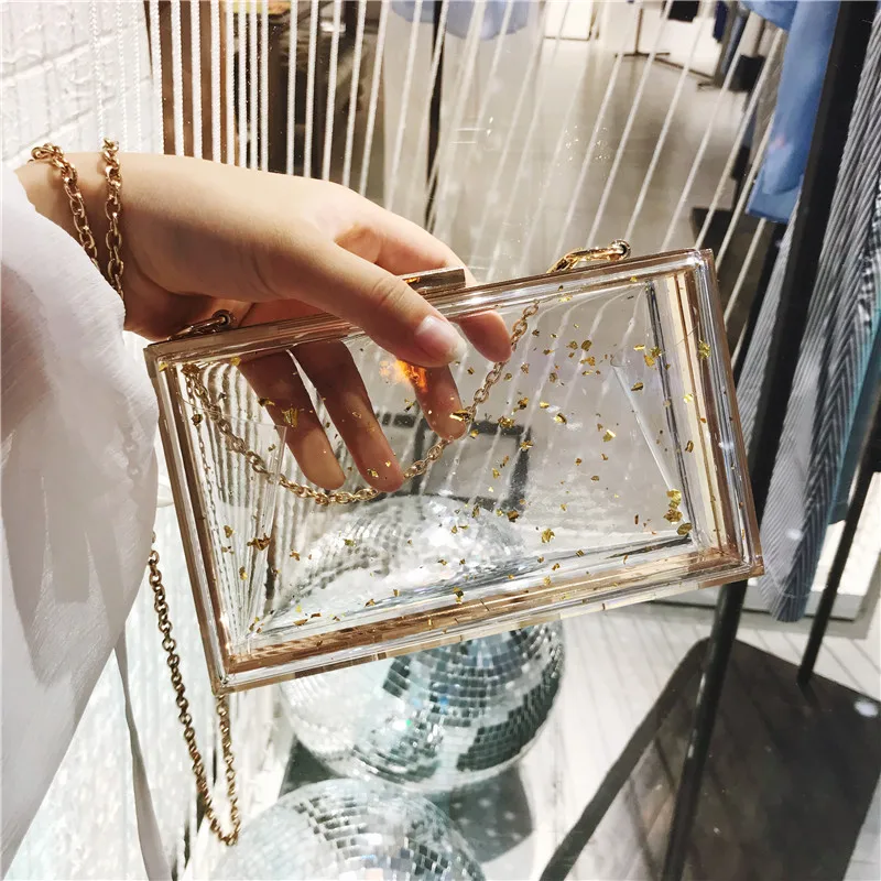 LANSO прозрачный акриловый сумка клатч окно мешок моды Для женщин цепи плеча