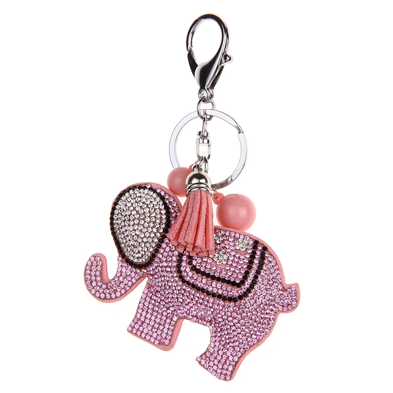 Новинка 2018 милый серебряный цвет брелок для ключей стразы слон кожаный чехол 4