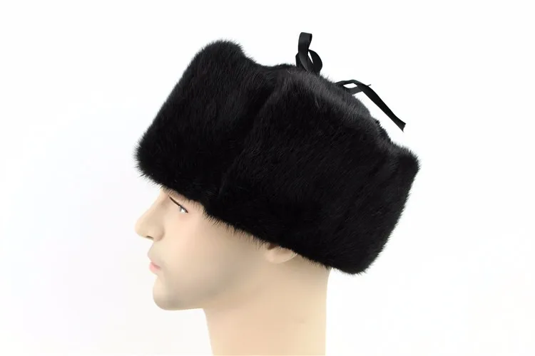 Для мужчин зимние Шапки норки Мех животных Аутентичные Skullies Шапки зимние российские ушанка Solid Hat Для мужчин вся кожа Открытый Шлемы zd-05