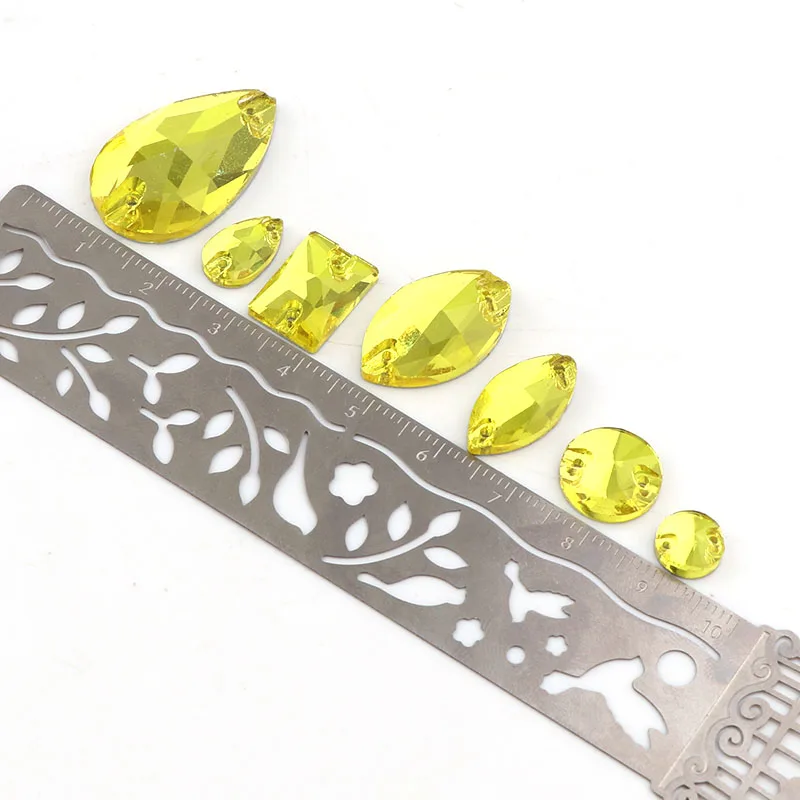 36 шт. цитрин формы смешивания смешанный размер пришить стразы стеклянные камни с