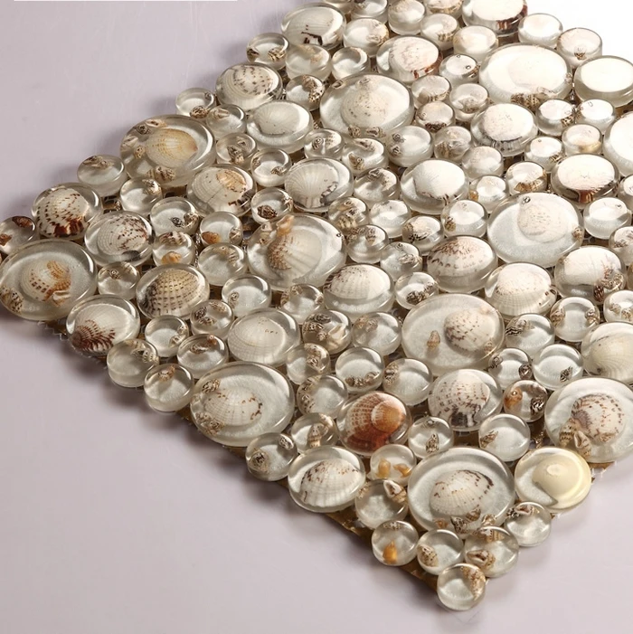 Бесплатная доставка! Прозрачная мозаичная плитка из натуральной морской