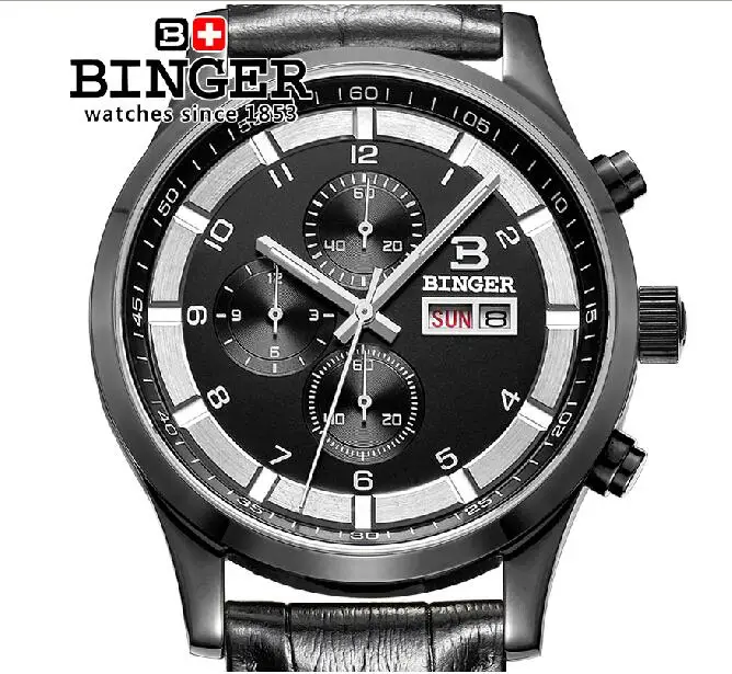 Швейцарские часы мужские роскошные брендовые наручные Бингер Кварцевые