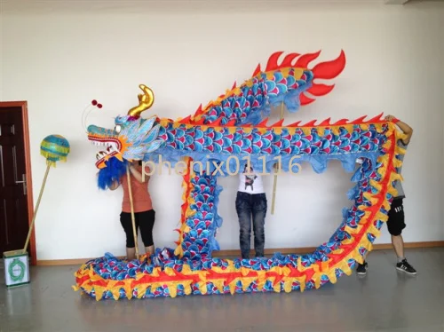 18M 10 adult  loong costume CHINESE DRAGON DANCE silk Folk Festival Celebration Costume 10 adult to play