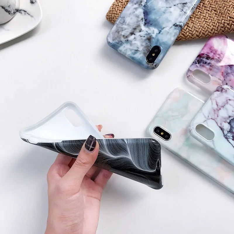 Boucho Colorful Marble Phone Case For iphone 6 6s 7 8 plus Full Protection Soft Silicone Cover X XS MAX XR |