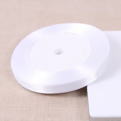 10 mm white 25 ярдов белая шелковая Атласная Лента Свадебная вечеринка для упаковки подарков Рождество год для пошива швейных изделий DIY - Цвет: 10 mm white