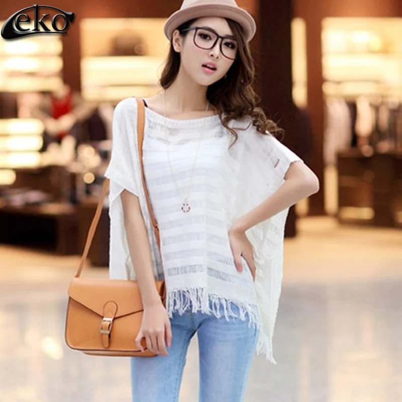 Женская трикотажная блузка с асимметричным подолом Повседневная Свободная