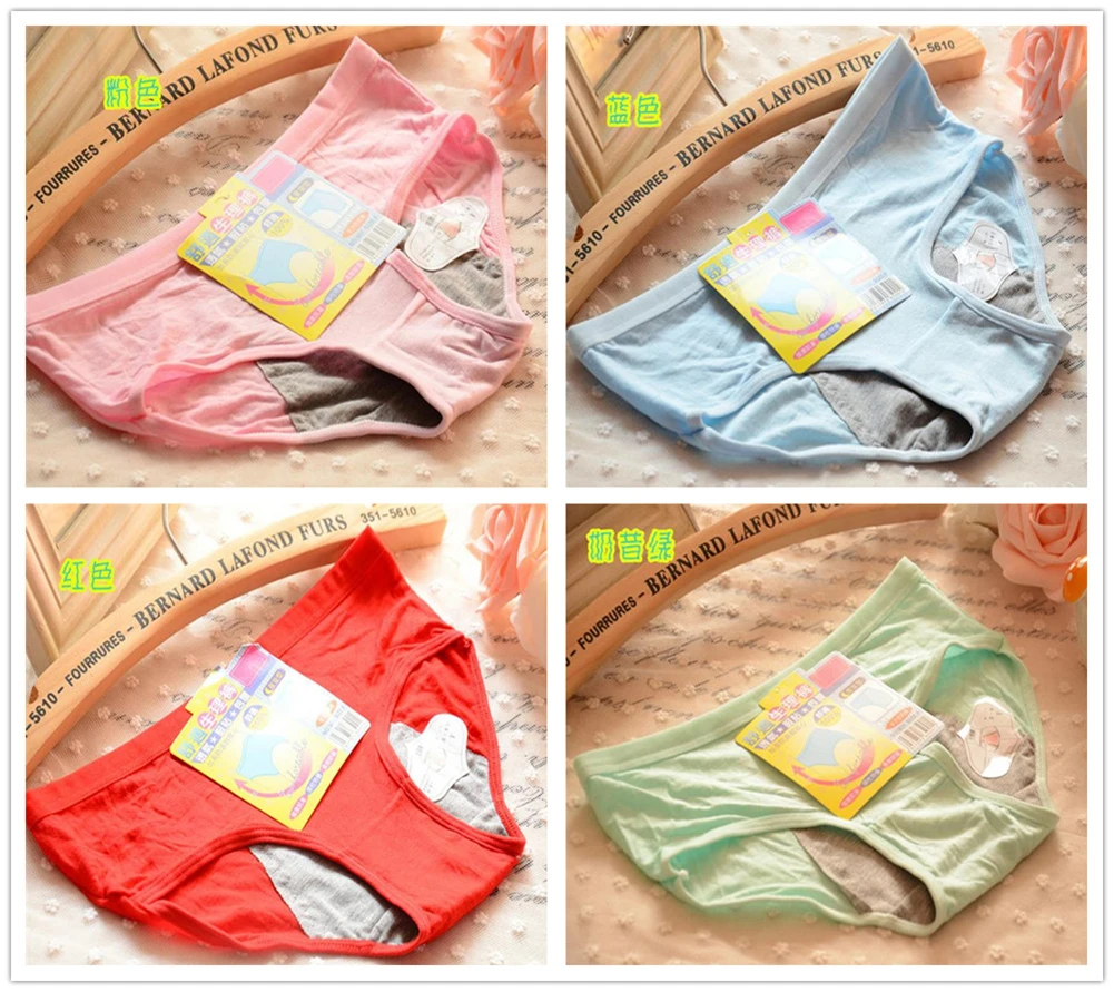4 Pcs Packed Menstrual Period Cotton Girl Women Briefs Panties Underpants Lingerie Underwear S/M |