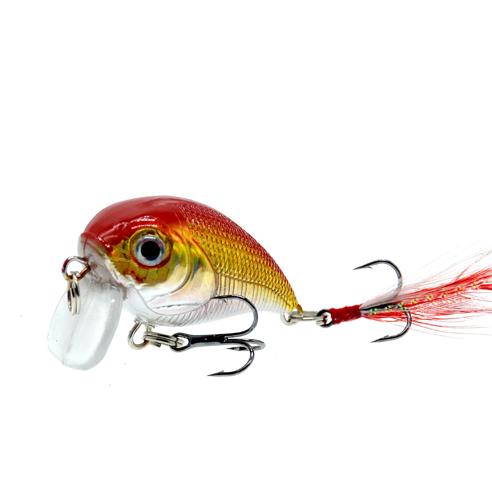 

1 шт., рыболовная приманка с крючком, воблер в виде гольяна с коротким языком, 6,5 г, 4 см, искусственные жесткие приманки, крючок с перьями, прим...