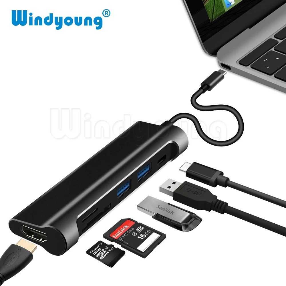USB C 3 1 концентратор к HDMI SD/TF кардридер Type зарядный порт 2 0 адаптер для Samsung S9/S8 MacBook
