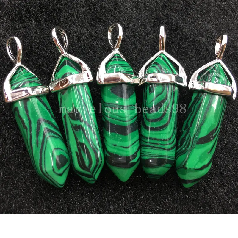 

5pcs Wholesale Malachite Lapis Lazuli Tiger's Eye Opal Blue Sand Aventurine Jaspe Crystal Goldstone Pendant Bead WB593