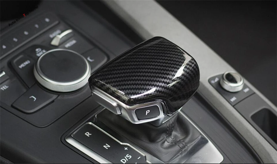

Yimaautotrims Stall Gear Shift Head Knob Interior Cover Trim 1 Pcs Fit For Audi Q7 2016 2017 2018 2019 ABS Carbon Fiber Look