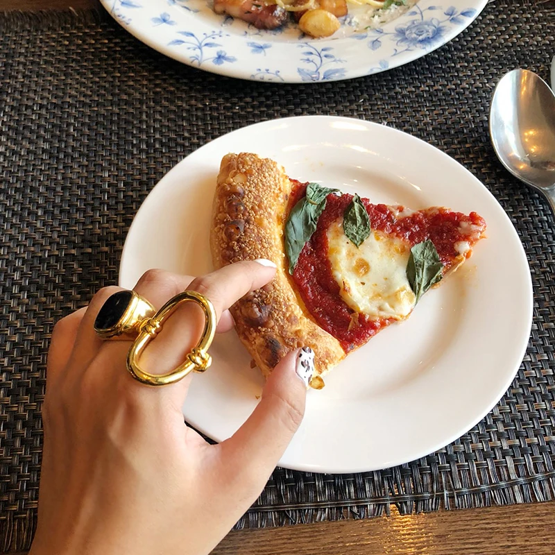 Кольца Peri'sBox золотого цвета из металла лазурита для женщин Простые геометрические полые кольца штабелируемые массивные кольца подарок для нее