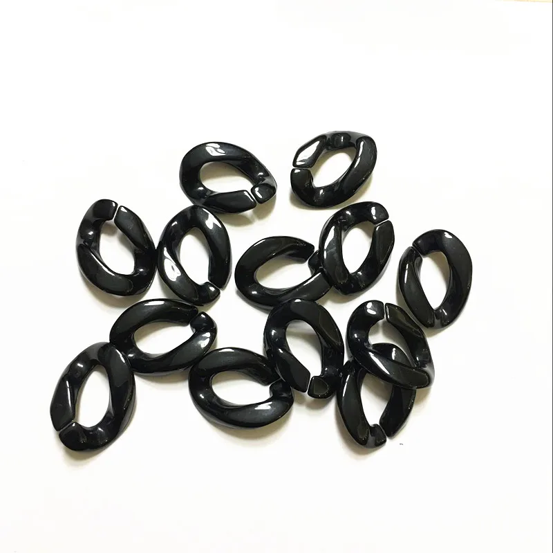 black Новое поступление! Мм 23x17 мм твердые акриловые открытие овальной формы цепи бусины для изготовления ювелирных изделий(дизайн, как показано - Цвет: black