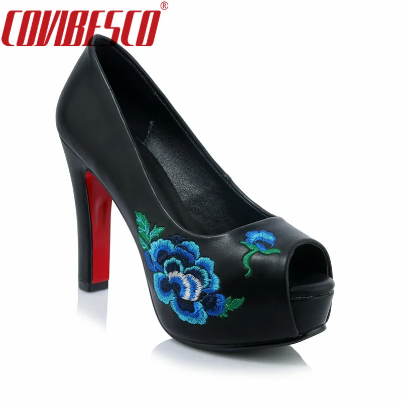 COVIBESCO Новых женщин Высокие Каблуки Насосы Sexy Peep Toe Невесты партия Свадебные Туфли