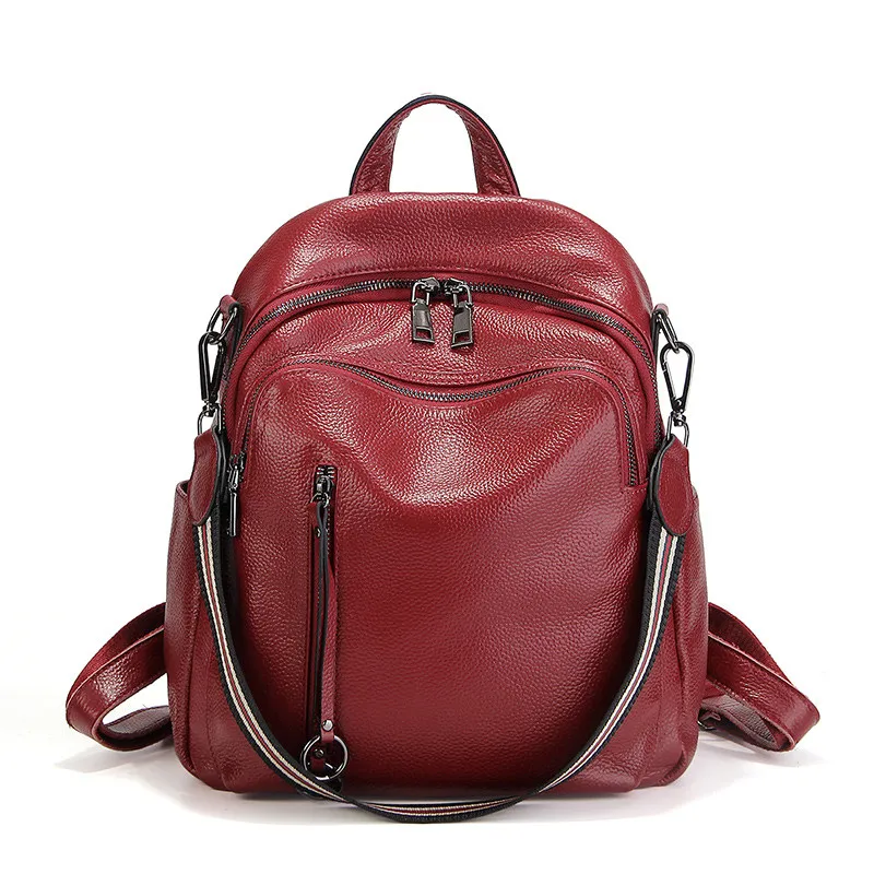 Nesitu Новый Модный черный синий красный женские рюкзаки из натуральной кожи