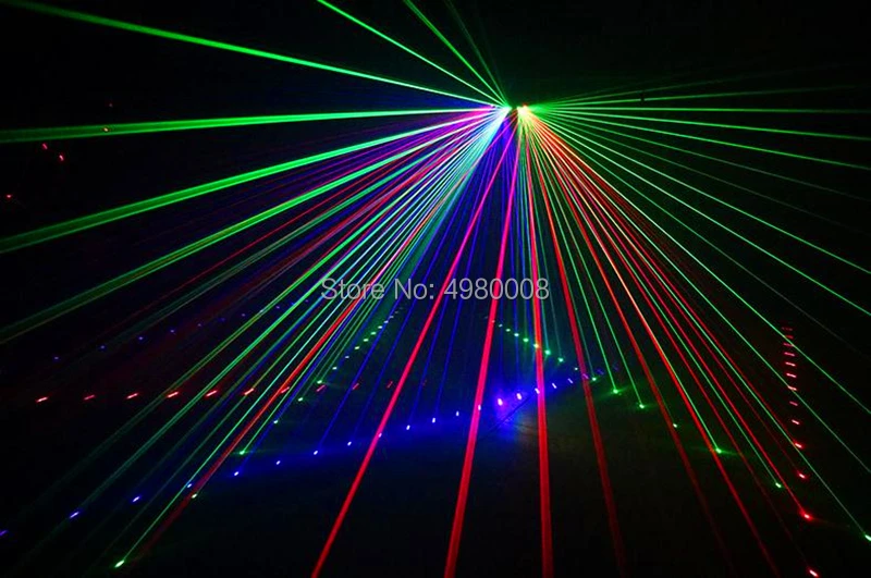 Лазерный светильник с 6 линзами RGB, многоцветным сканированием, DMX, луч, светильник ing, сканирование, DJ, дискотека, вечерние, сценический декор, лазерный светильник, система лазерного шоу