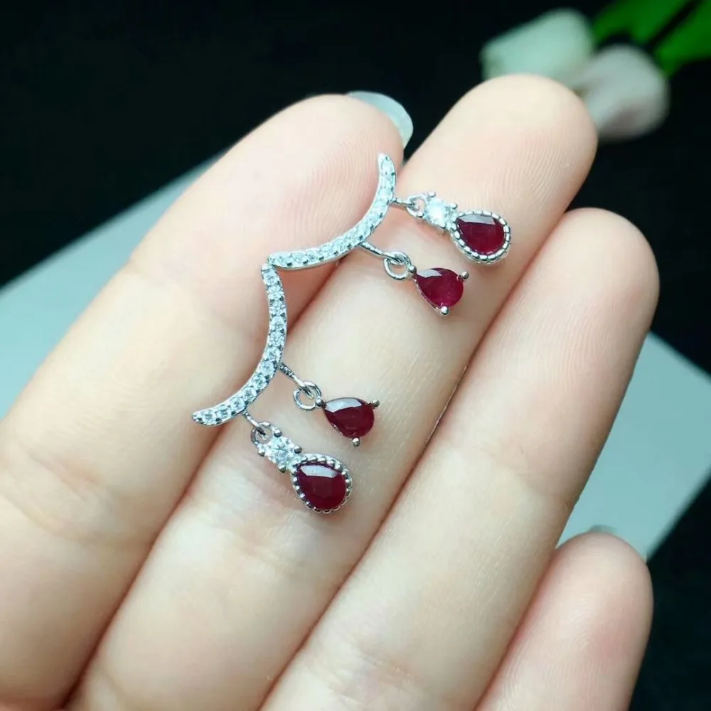 Женские серьги гвоздики с рубином shilovem вечерние из натурального рубина 925 пробы