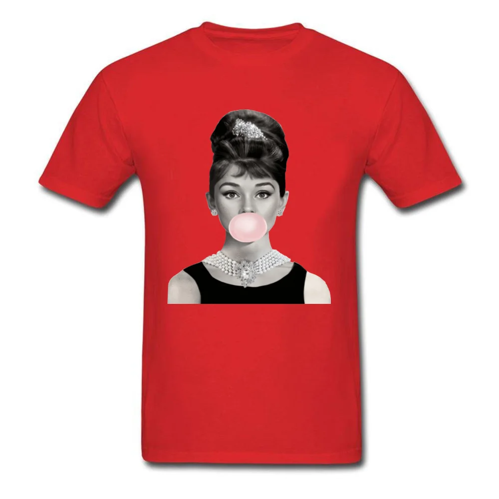 Одри Хепберн розовый жевательная резинка футболки для мужчин новейшие