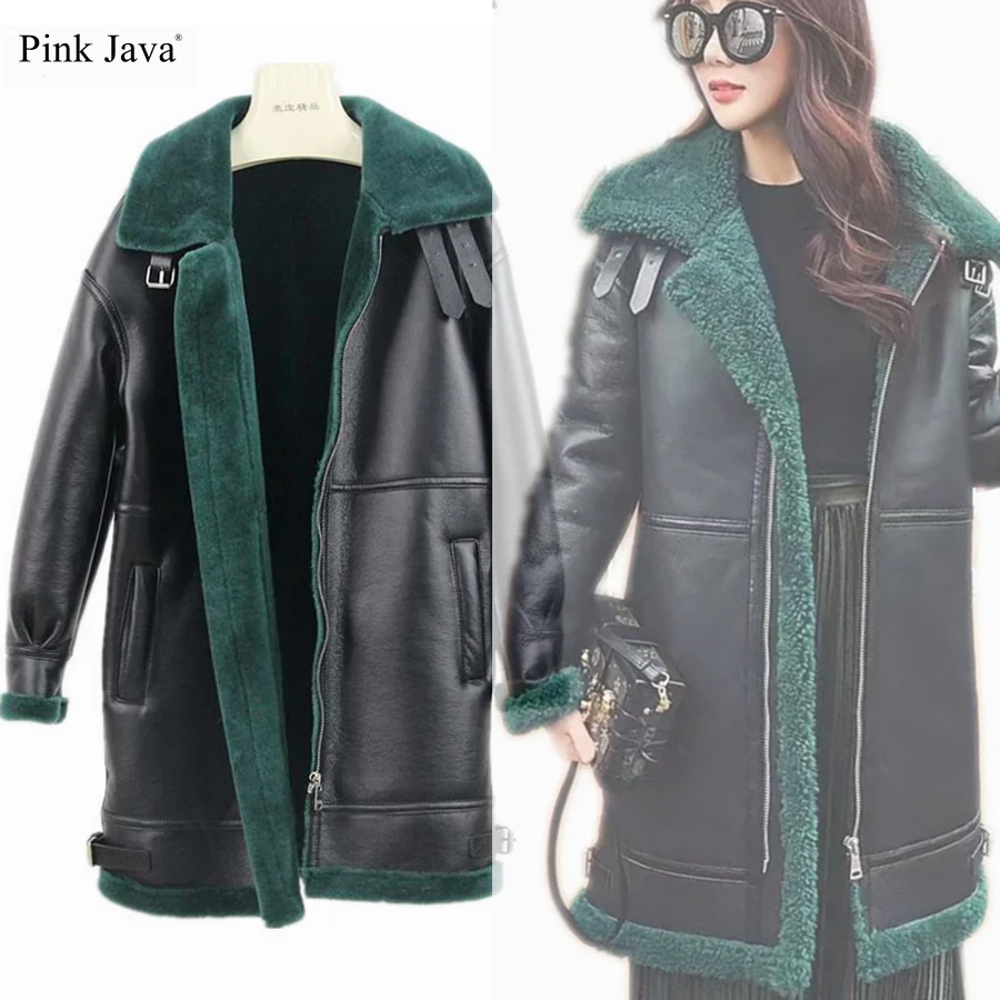 Розовый java QC8102 2017 новые модные пальто с мехом женские зимние реальные