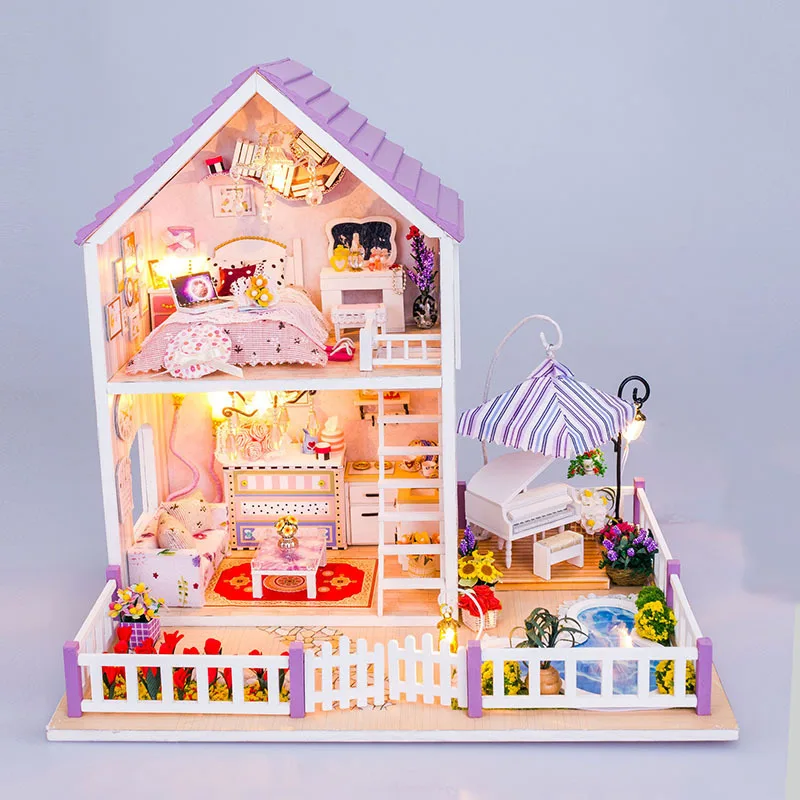 

13834 DIY миниатюры для кукольного домика вилла кукольный домик миниатюра деревянные строительные модель мебели модель для детских игрушек
