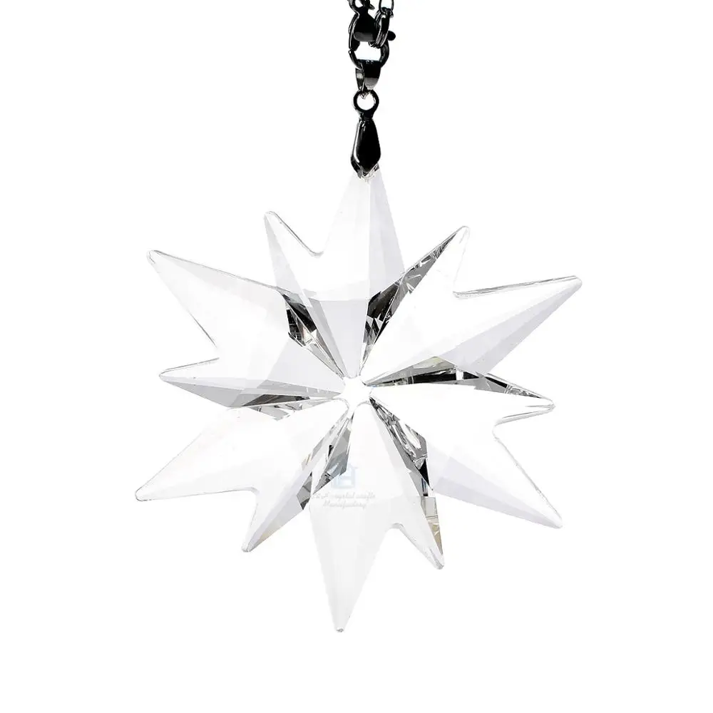with crystal chain Высокое качество 5 видов Рождественская Снежинка Висячие Стеклянные Подвески Хрустальная Призма, детали люстры орнамент вечерние украшения - Цвет: with crystal chain