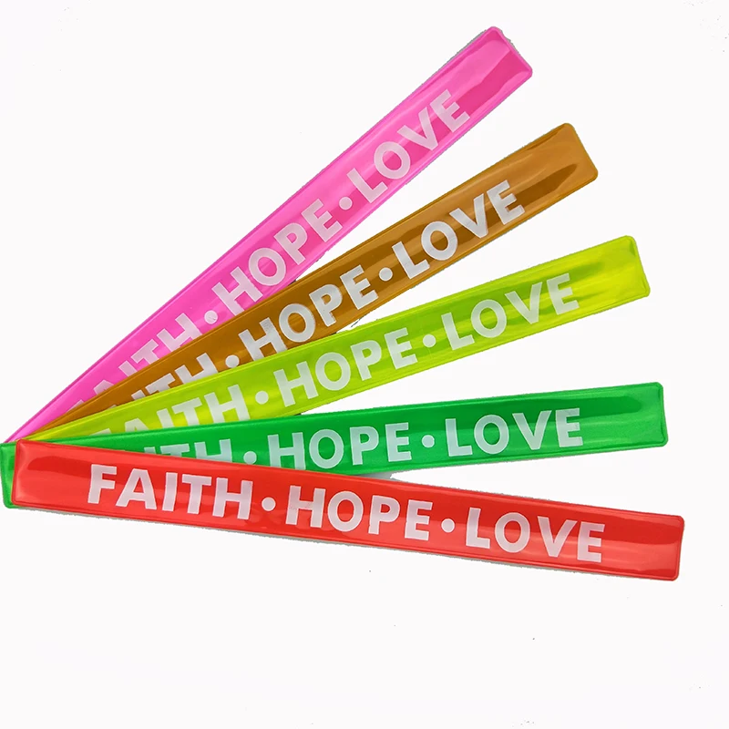 30 см FAITH HOPE LOVE светоотражающий браслет slap band Браслеты slap wrap повязки для бега, езды на велосипеде безопасность видимость использования