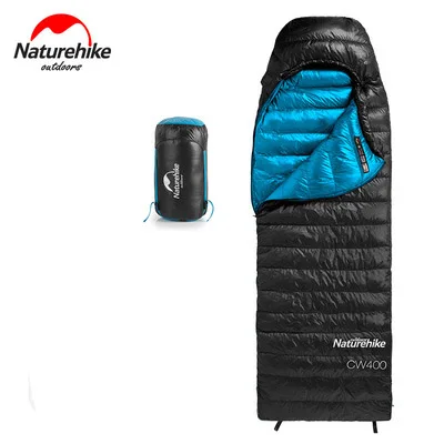 Naturehike CW400 конверт Тип белый гусиный пух спальный мешок зимний теплый спальный мешок s палатка портативный одеяло коврик NH18C400-D - Цвет: 750FP Black M