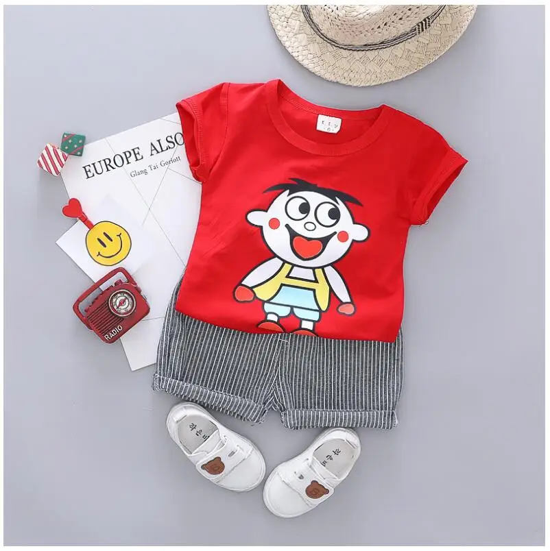 ZWXLHH 2019 Summer Baby Boys Clothing Sets Kids Children Clothes Suits Cartoon T Shirt Striped Shorts Infant Toddler Casual Suit | Детская