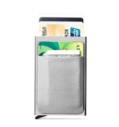 light gray 2 Мужской алюминиевый кошелек с задним карманом ID держатель для Карт RFID Блокировка мини тонкий металлический кошелек автоматический всплывающий кошелек для кредитных карт - Цвет: light gray 2