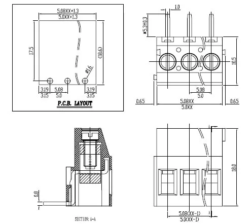 90 градусов KF129 5.0mm2PIN PCB Универсальный Винтовые клеммы DG129R 5.0 KF129R 2P FET2.5 02