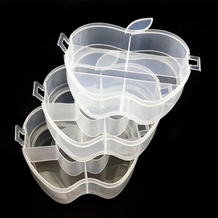 

1PC New Design Apple Shape three layers PP storage box Components Storage Assortment Beads Box Case J0672
