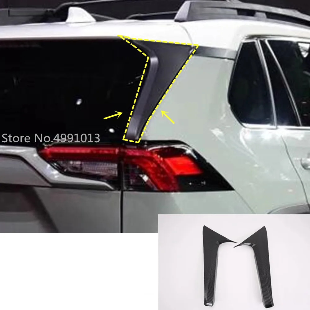 

For Toyota Rav4 2019 2020 2021 Car Body Styling Rear Tail Spoiler Side Back Triangle Molding Window Bezel Trim 2pcs