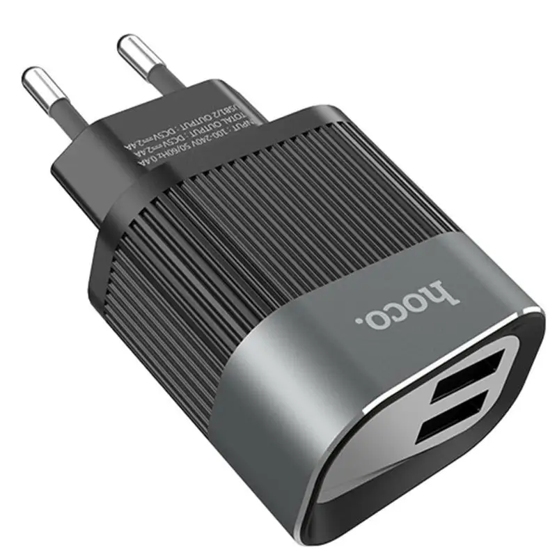 HOCO C40A зарядное устройство для телефона, двойное USB дорожное настенное зарядное устройство, цифровой дисплей, штепсельный адаптер для мобильного телефона, зарядка для телефона планшета