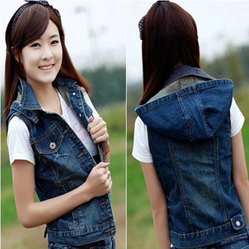 New Lady Denim waistcoat weskit Women's Jeans gilet Vest 04-201 | Женская одежда