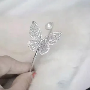 bangle Модные серьги-гвоздики из кубического циркония в форме бабочки hibrid, регулируемые кольца, ювелирные наборы, роскошные ювелирные изделия, N-608 - Окраска металла: bangle