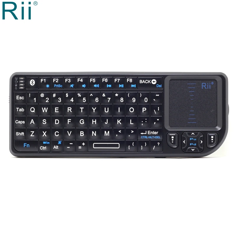 Rii K02BT bluetooth-клавиатура с подсветкой, беспроводная мини-клавиатура Fly mouse с тачпадом для Android tv Box, мини-ПК, ноутбука, планшетов