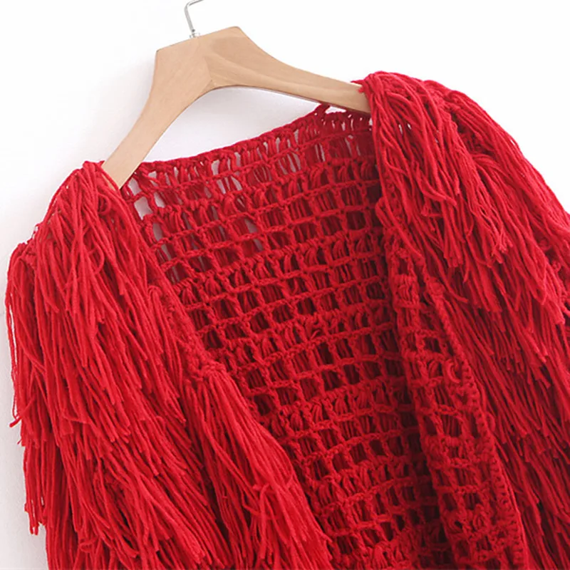 Lamb Solid Color Sequins tassels knitted Sweater jacket cardigan Handmade Mixed Fringed Velvet Fluffy Loose Coat Outwear |