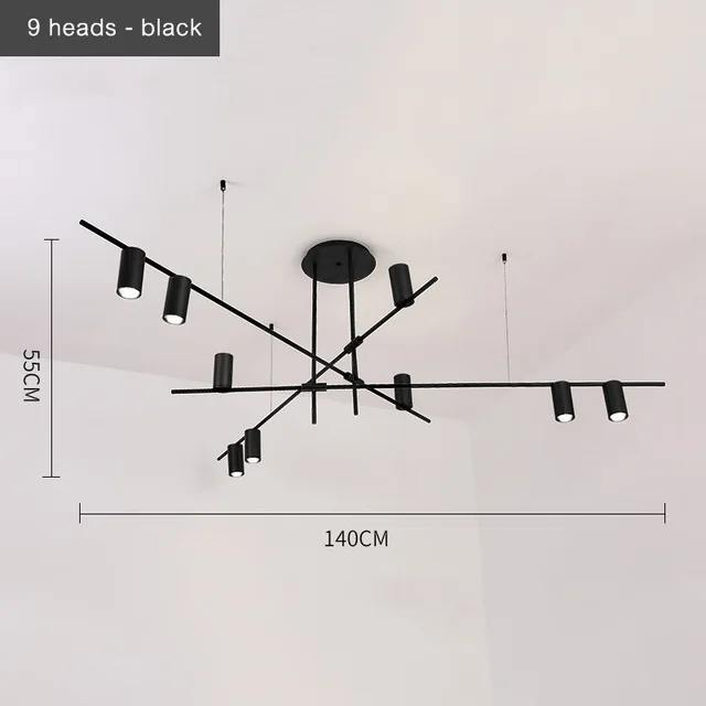9 Heads-Black Скандинавский пост-современный нестандартный подвесной светильник ровные цилиндры гостиная столовая спальня индивидуальные подвесные лампы - Цвет корпуса: 9 Heads-Black