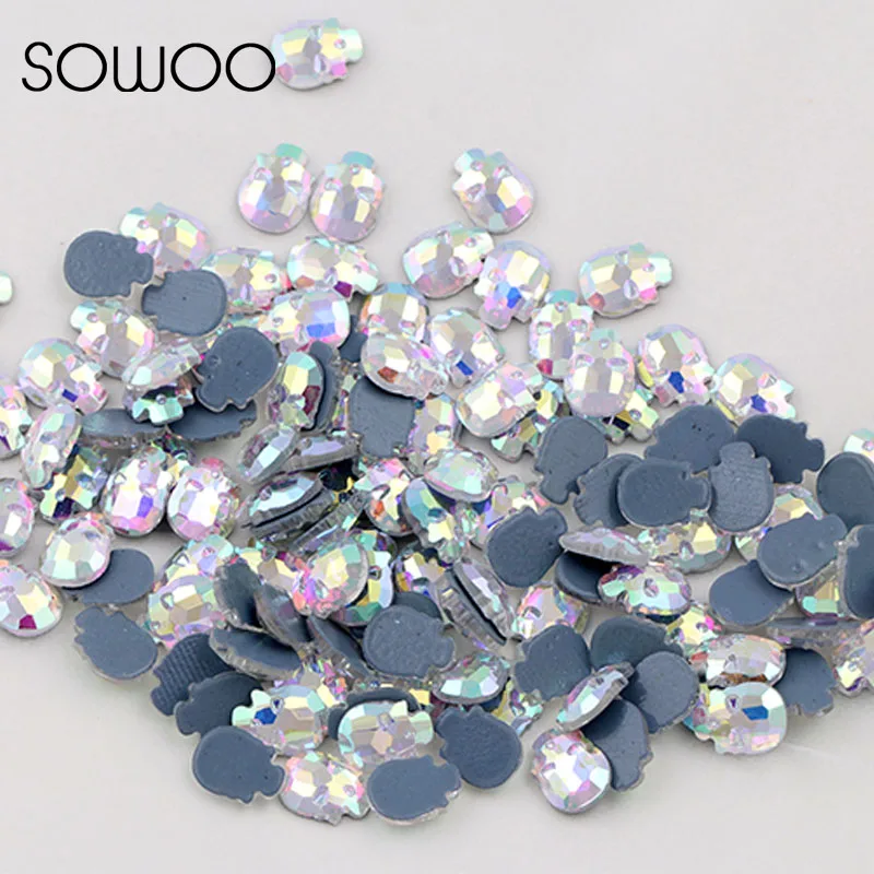 AB Crystal Rainbow Color Skull shape High quality Hot fix Rhinestones use for high-end clothing Nail Art rhinestone SOWOO | Дом и сад