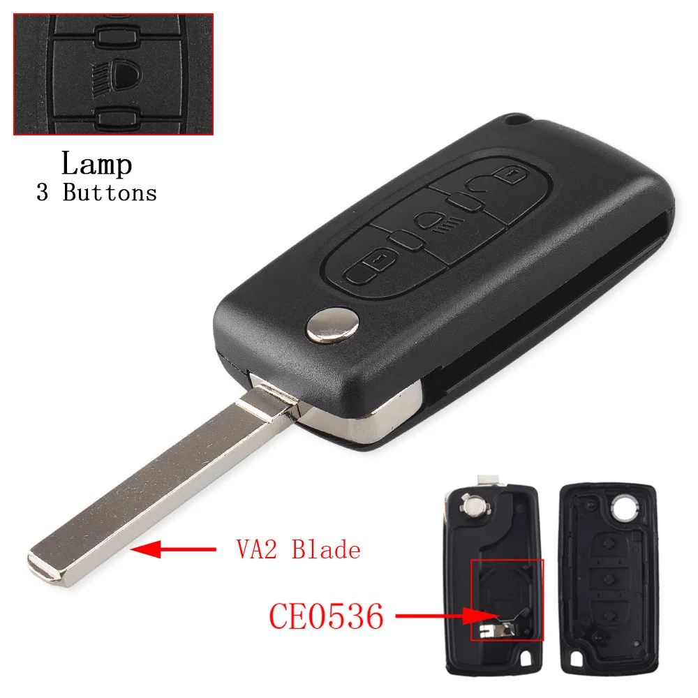 VA2 CE0536 KEYYOU Флип складной Cae ключ чехол пустой оболочки для peugeot 107 207 307 307S 308 407 607 2006 для Citroen C2 C3 C4 C5 C6 C8 - Цвет: VA2 CE0536