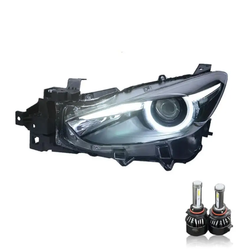 6000K LED Светодиодный налобный фонарь для Mazda 3 Axela- Автомобильный светодиодный фонарь с двойным ксеноновым объективом автомобильные аксессуары дневные ходовые огни противотуманные фары - Цвет: 6000K LED
